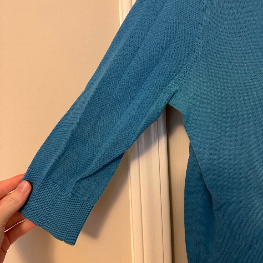 GAP Blue Cardigan Sweater Knit Midi -Sleeve - Picture 4 of 10